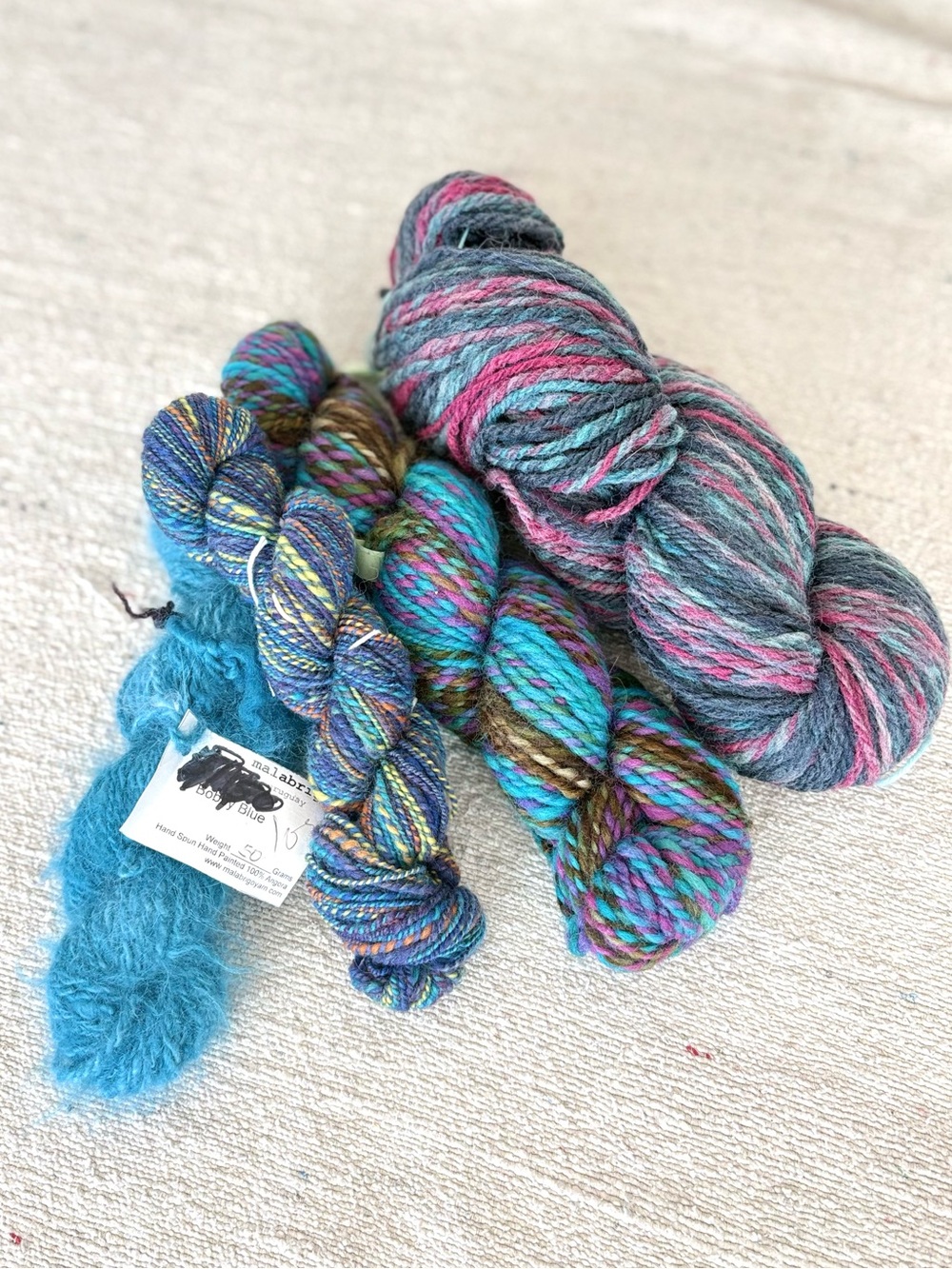 9oz jewel tone marled wool/angora yarn bundle - indie handmade - 255g colorful